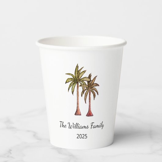 Tropische zomerpalmbomen Zwembadfeest Papieren Bekers (Achterkant)