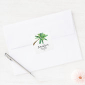 Tropische zomerpalmboommonogram of naam vierkante sticker (Envelop)