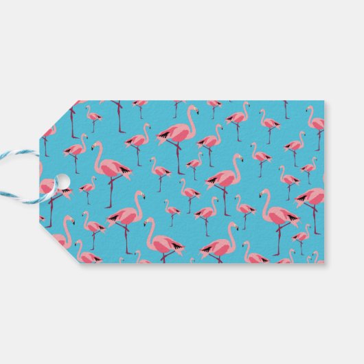 Tropische zomerroze Flamingo patroon Birthday Cadeaulabel (Achterkant Horizontaal)
