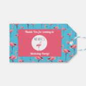 Tropische zomerroze Flamingo patroon Birthday Cadeaulabel (Voorkant (Horizontaal))