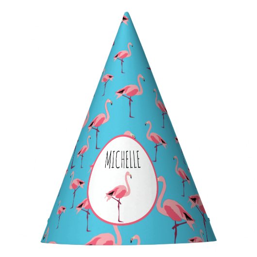 Tropische zomerroze Flamingo patroon Birthday Feesthoedjes (Voorkant)