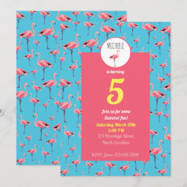 Tropische zomerroze Flamingo patroon Birthday Kaart