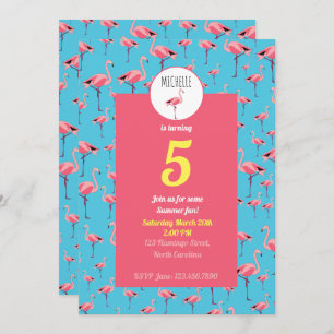 Tropische zomerroze Flamingo patroon Birthday Kaart