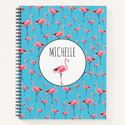 Tropische zomerroze Flamingo patroon Notitieboek (Voorkant)