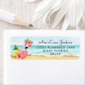 Tropische zomerroze Flamingo Return Address Label (Insitu)