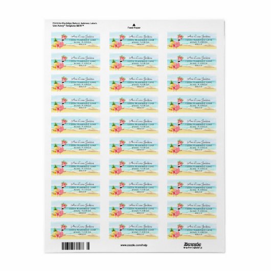 Tropische zomerroze Flamingo Return Address Label (Full Sheet)
