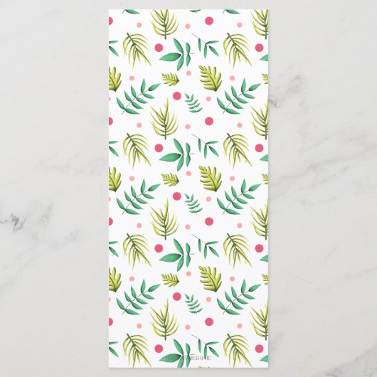 Tropische zomerroze flamingos Twins Baby shower Menu (Achterkant)