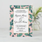 Tropische zomerroze groene bladeren zonnepatroon kaart (Staand voorkant)