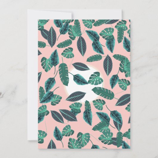Tropische zomerroze groene bladeren zonnepatroon kaart (Achterkant)