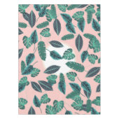 Tropische zomerroze groene bladeren zonnepatroon tafelkleed (Voorkant)