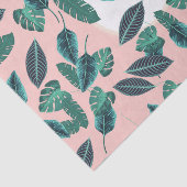 Tropische zomerroze groene bladeren zonnepatroon tissuepapier (Detail)