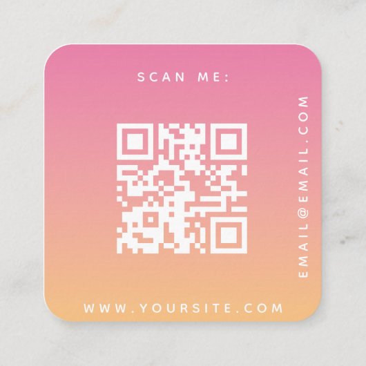 Tropische zomerroze Oranje bruiloft RSVP QR Code Informatiekaartje (Achterkant)