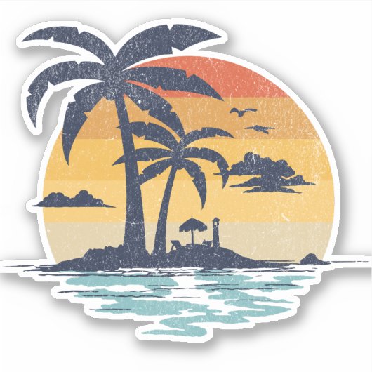 Tropische zomerscène sticker (Voorkant)