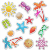 Tropische zomerschraapboekpartij Favor Shaped Sticker (Voorkant)