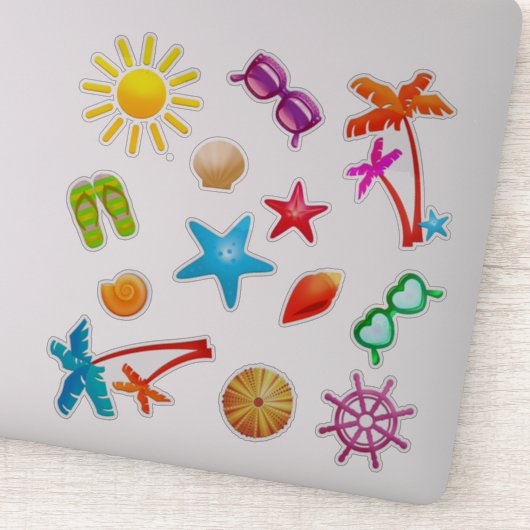 Tropische zomerschraapboekpartij Favor Shaped Sticker (Detail)