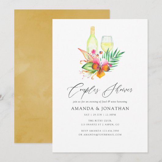 Tropische zomerse bloemenkoppel Shower Wijnproever Kaart (Voorkant / Achterkant)