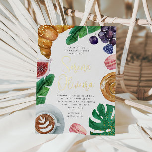 Tropische zomerse bruiloft brunch goud folie uitnodiging