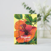 Tropische zomerse oranje hibiscus briefkaart (Staand voorkant)