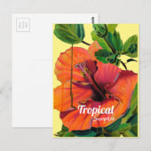 Tropische zomerse oranje hibiscus briefkaart (Voorkant / Achterkant)