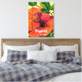 Tropische zomerse oranje hibiscus canvas afdruk (Insitu (Slaapkamer))
