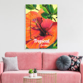 Tropische zomerse oranje hibiscus canvas afdruk (Insitu (Woonkamer))
