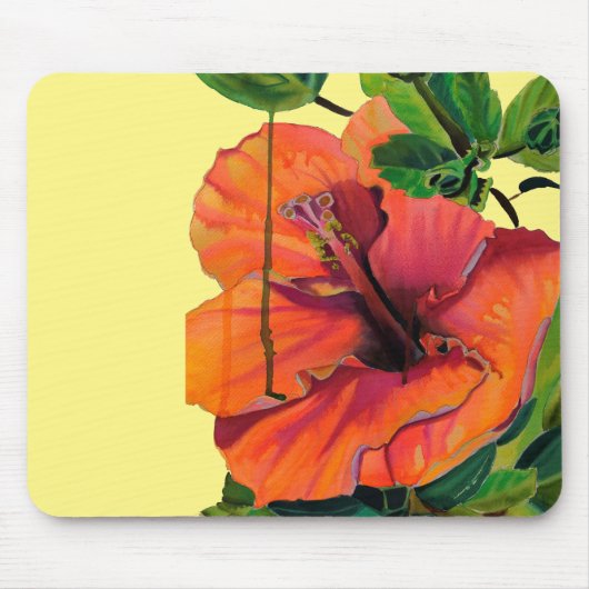 Tropische zomerse oranje hibiscus muismat (Voorkant)