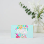 Tropische zomerse waterverf flamingo pineappel visitekaartje (Staand voorkant)