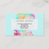 Tropische zomerse waterverf flamingo pineappel visitekaartje (Achterkant)