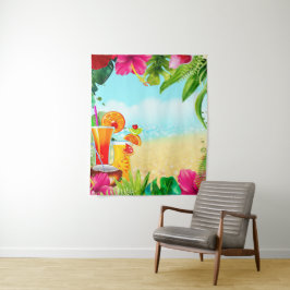 Tropische Zomerstrand Dranken Aloha Luau Achtergro Wandkleed