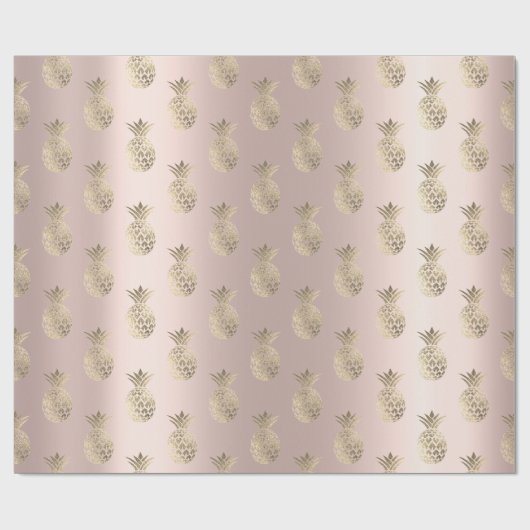 Tropische zomertijd Ananas Fruits Roos Blush Cadeaupapier (Vlak)