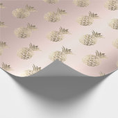 Tropische zomertijd Ananas Fruits Roos Blush Cadeaupapier (Hoek)