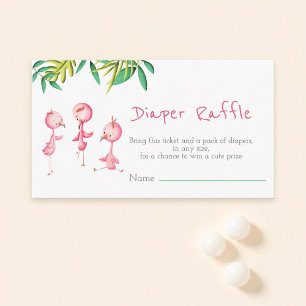 Tropische zomertriplets Flamingo Diaper Raffle Informatiekaartje