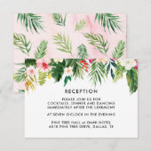 Tropische zomertrouwontvangstkaarten met bladeren RSVP kaartje (Voorkant / Achterkant)