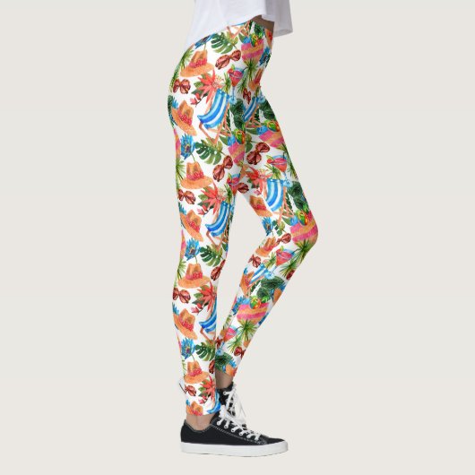 Tropische zomervakantie-batenpatroon leggings (Rechts)