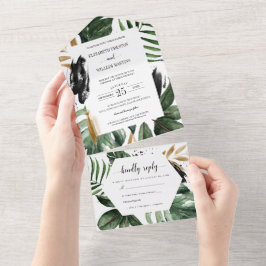 Tropische zomervakantie bruiloft met RSVP All In One Uitnodiging