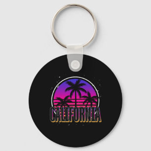 Tropische zomervakantie Cali Retro palmbomen Cal Sleutelhanger