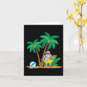 Tropische zomervakantie Funny Santa Claus Christm Kaart (Gele Bloem)