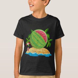 Tropische zomervakantie palmbomen strand Watermel T-shirt