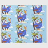 Tropische zomervakantie Zwarte Kerstman Cadeaupapier (Vlak)
