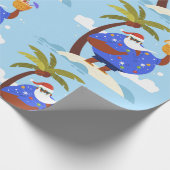 Tropische zomervakantie Zwarte Kerstman Cadeaupapier (Hoek)