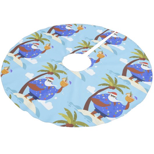 Tropische zomervakantie Zwarte Kerstman Kerstboom Rok (Gekanteld)