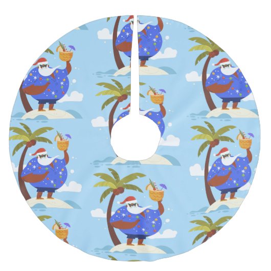 Tropische zomervakantie Zwarte Kerstman Kerstboom Rok (Voorkant)