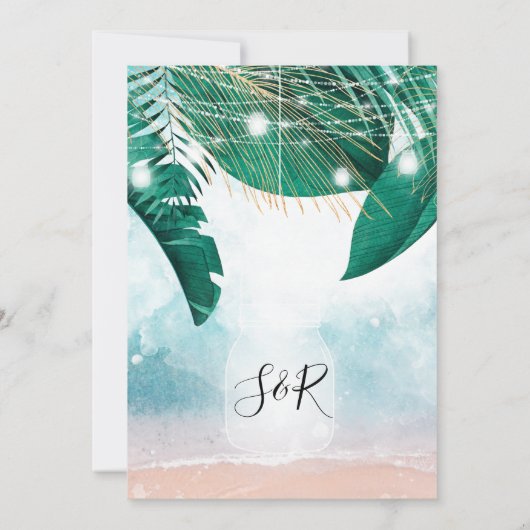 tropische zomervakantiebestemming strand aquarel z kaart (Achterkant)