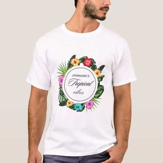 Tropische zomervibes: ontwerp van de bloemencirkel t-shirt (Voorkant)
