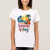 Tropische zomervibes - Strandzonsondergang, palmbo T-shirt (Voorkant)