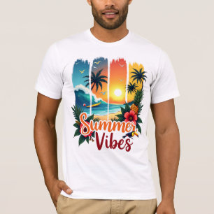 Tropische zomervibes zonsondergang - kleurrijke st t-shirt