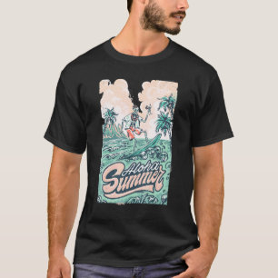 Tropische zomervirussen Skeleton Surfer Riding Sur T-shirt