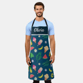 Tropische zomervruchten en ijs gepersonaliseerd schort (Gedragen)