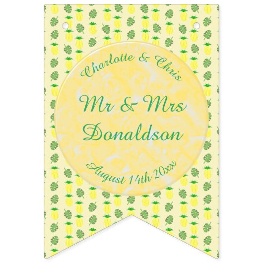 Tropische zomerweddenschap Ananas en palmbladeren Vlaggetjes (Eerste vlag)