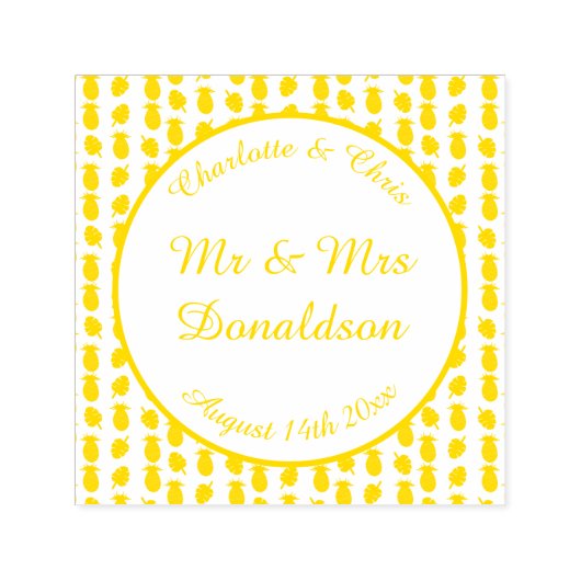 Tropische zomerweddenschap Ananas en palmbladeren Zelfinktende Stempel (Design)